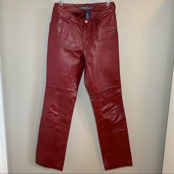 GAP Pants - GAP Vintage Real Leather Red Pants